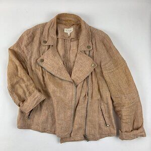 Lou and Grey Womens Jacket Long Sleeve Zip Up Tan Small